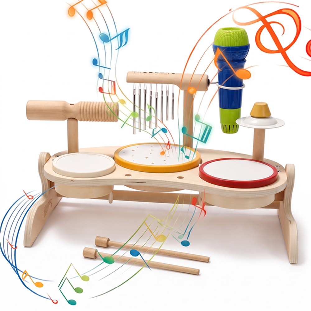 Kids Toys Xylophone - Kids Wooden Drum Set Musical Toy