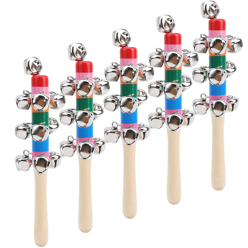 5PCS Wooden Jingle Hand Bells  - đánh giá và giá Kids Toys Xylophone