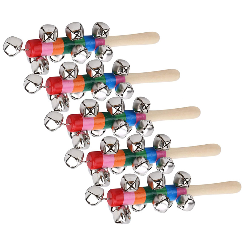 5PCS Wooden Jingle Hand Bells  - đánh giá và giá Kids Toys Xylophone