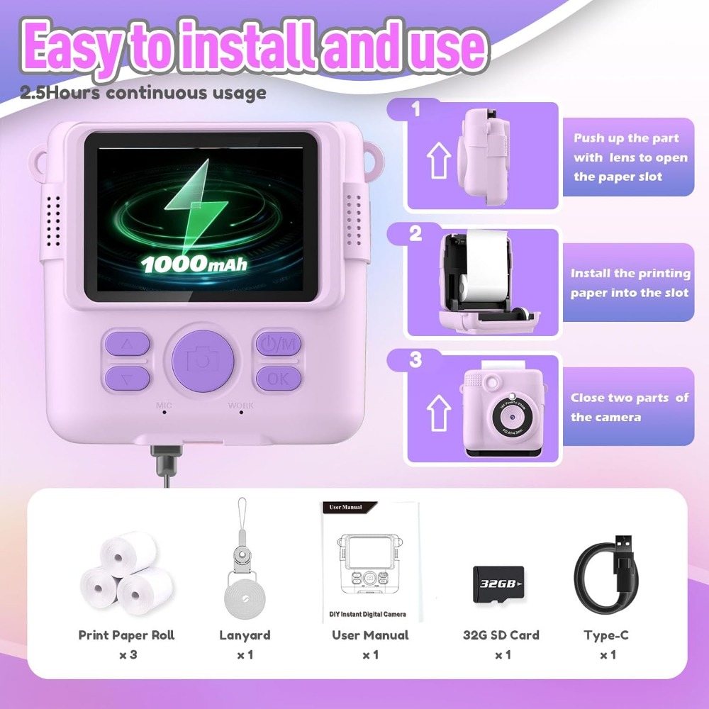Instant Print Camera for Kids, - đánh giá và giá Kids Toys Videos