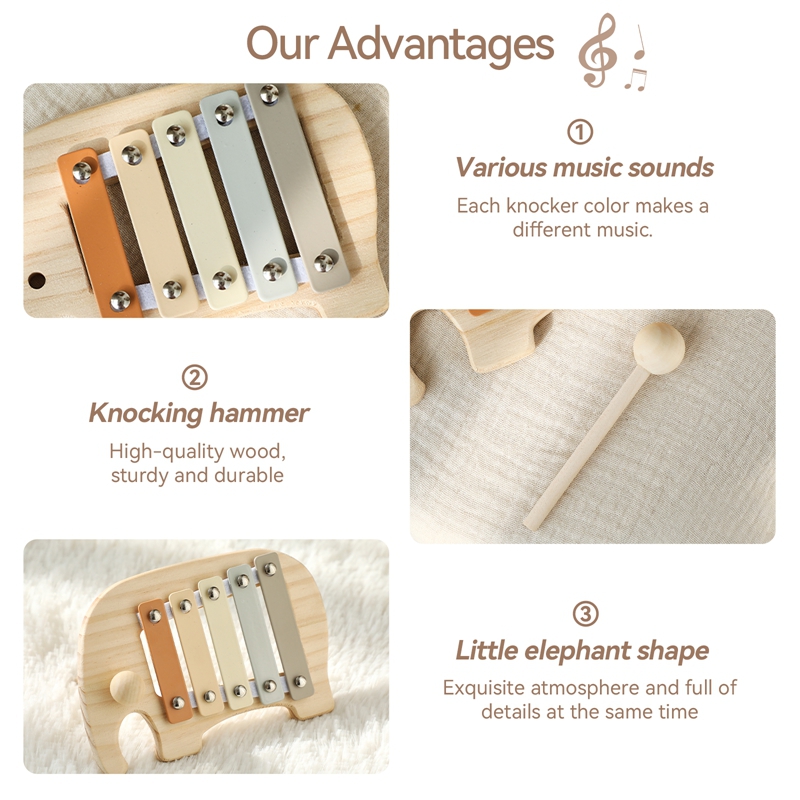 Montessori Wooden 5 Tones Mult - đánh giá và giá Kids Toys Xylophone
